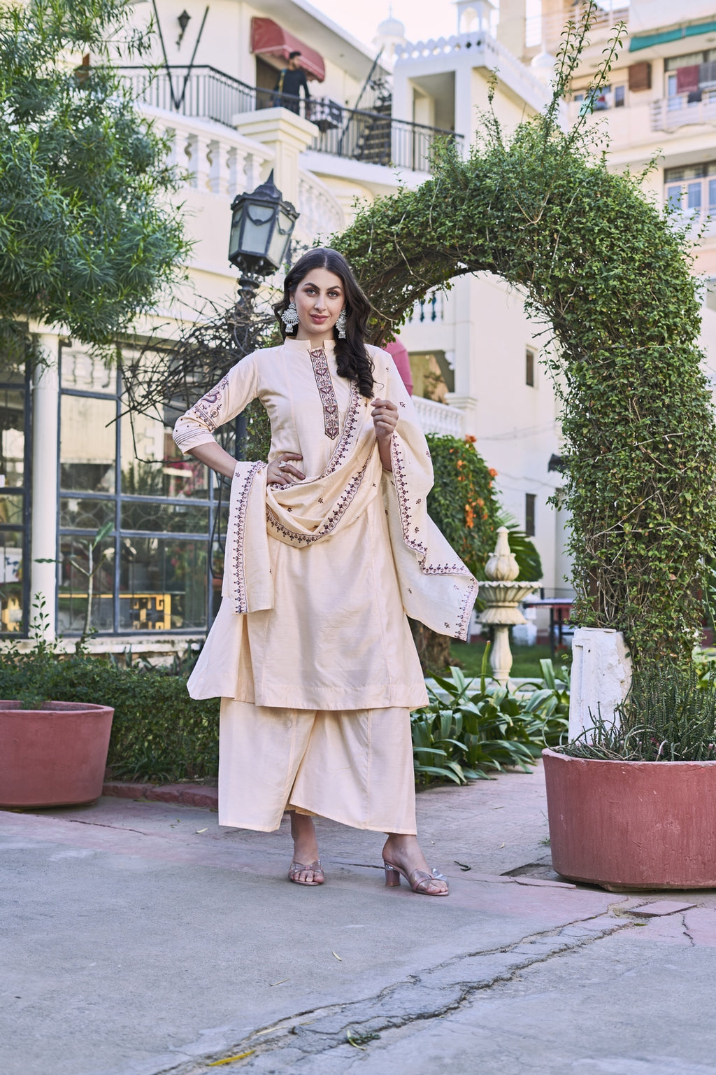 Beig Mulmul Kurta Set