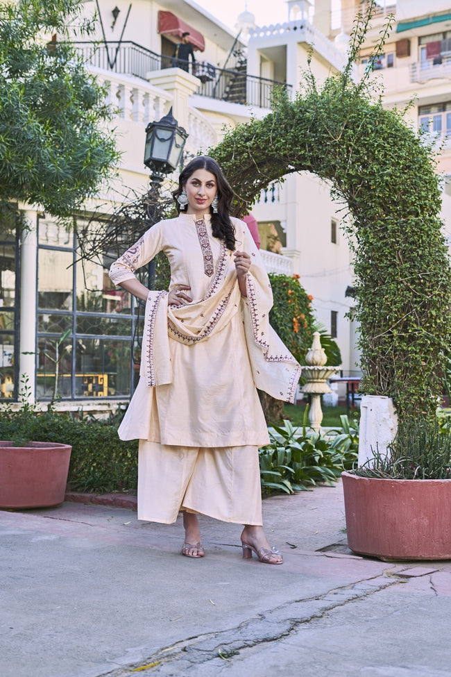 Beig Mulmul Kurta Set Main Image