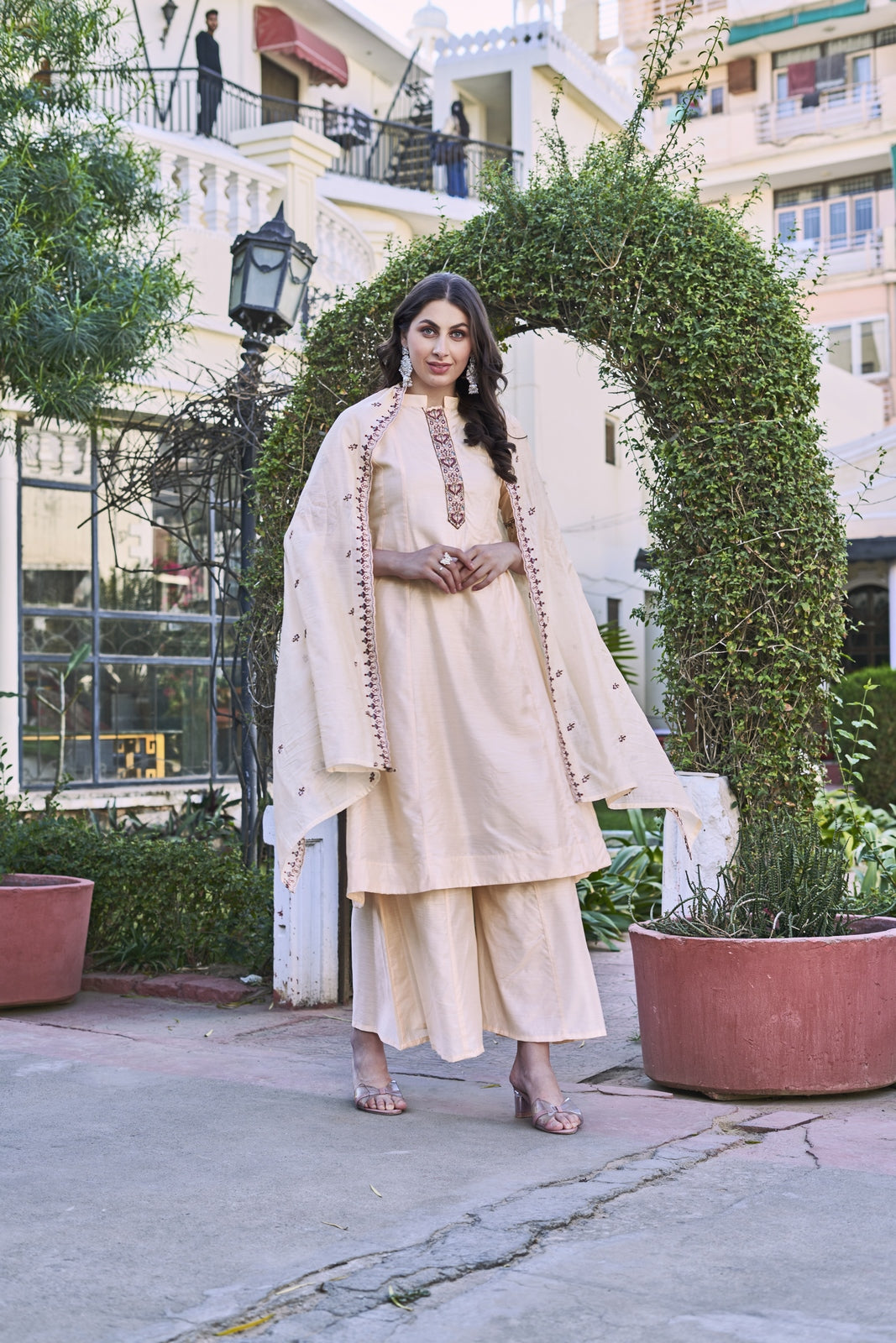 Beig Mulmul Kurta Set