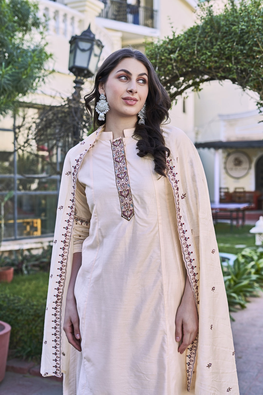 Beig Mulmul Kurta Set