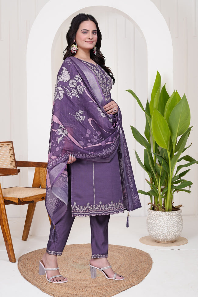 Kukis Kurta Set - Purple Color Main Image