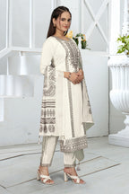 White Vatican Kurta Set - Elegant Neck Sequence Embroidery & Jacquard Dupatta