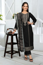 Black Vatican Kurta Set - Elegant Neck Sequence Embroidery & Jacquard Dupatta