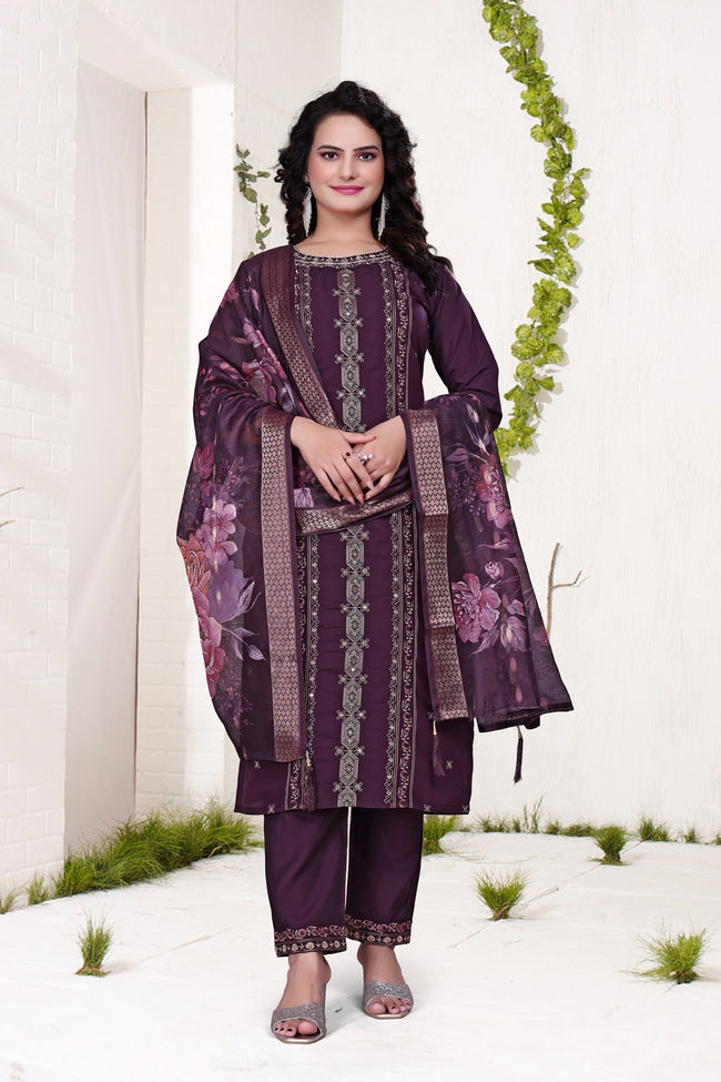 Purple Cheeko Dhaga Work Hover Image