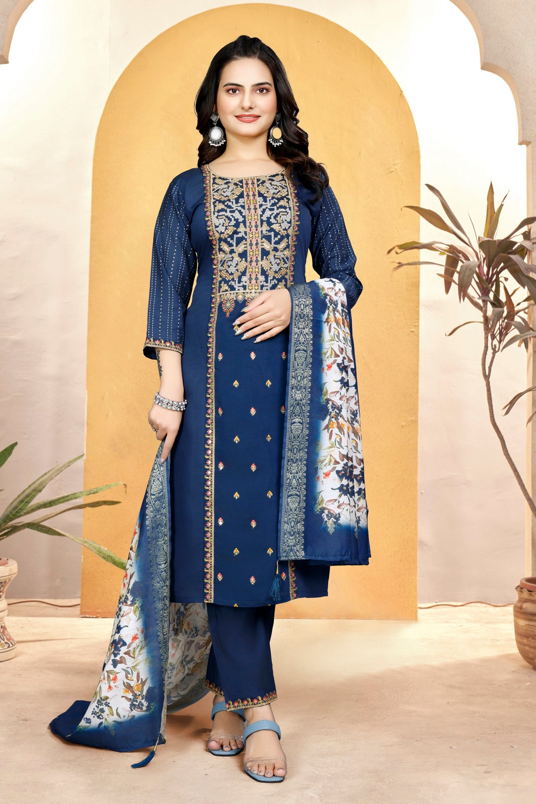 Navy Blue Kurta Set