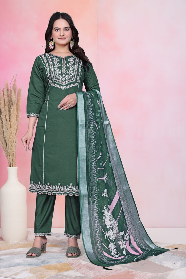 Kukis Kurta Set -Green Color Hover Image